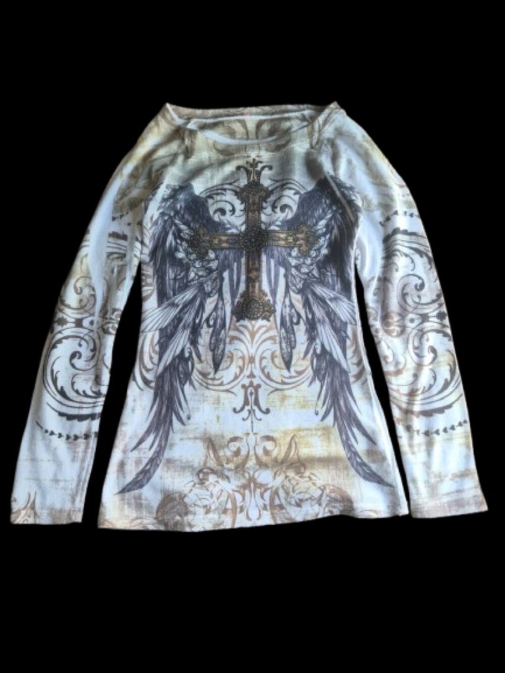 Y2K Beige Angels & Diamonds Top